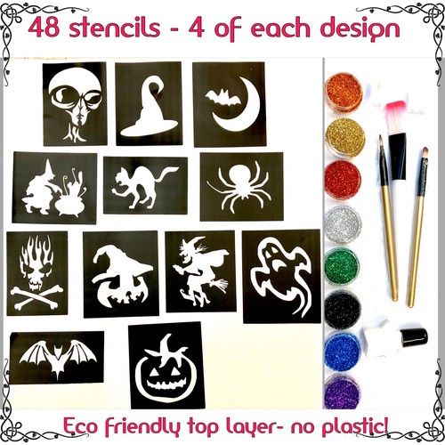 Halloween Glitter Tattoo Kit 48 Stencils eBay