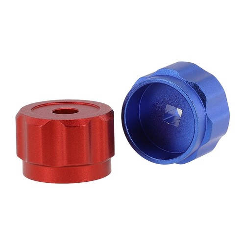 Manija de Rueda Redonda Manijas de Grifo Colector Medidores Perilla Aluminio-Aleación, Rojo/Azul - Imagen 13 de 24