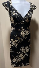 Jodi Kristopher Black Tan Floral Sleeveless Summer Dress Womens Sz S Vtg 90s