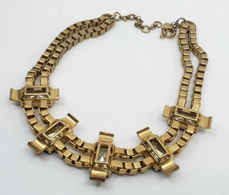 RARO Retirado J Crew Brulee Declaración Collar Cadena de Libros Cristal de Zafiro WOW Foto 2 de 4