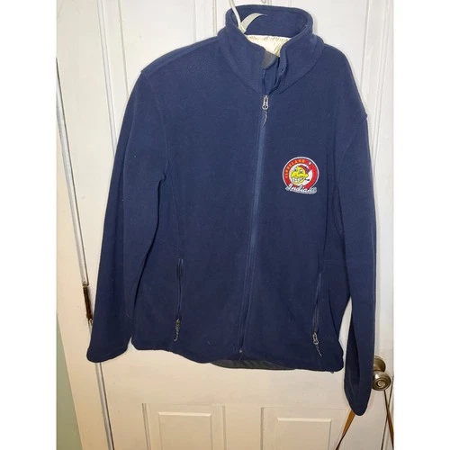 Port Authority Cleveland Indians Chief Wahoo Fleece Jacket Navy Blue Mens Large - product listing photo
