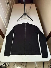 HUGO BOSS ZIP-UP Sweater in Cotton and Virgin Wool Sz L $348 damage zipper