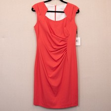 Calvin Klein side ruched coral sheath dress NWT-10