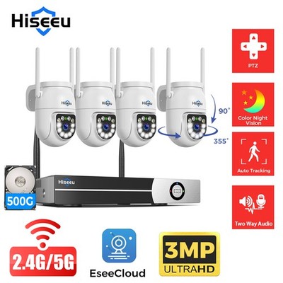 Hiseeu CCTV Security Camera System,5G Wifi 16CH NVR,3MP PTZ Camera,Two-way Audio
