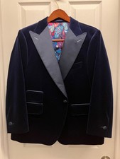 New Men s Navy Velvet Tuxedo Jacket with Satin Lapel