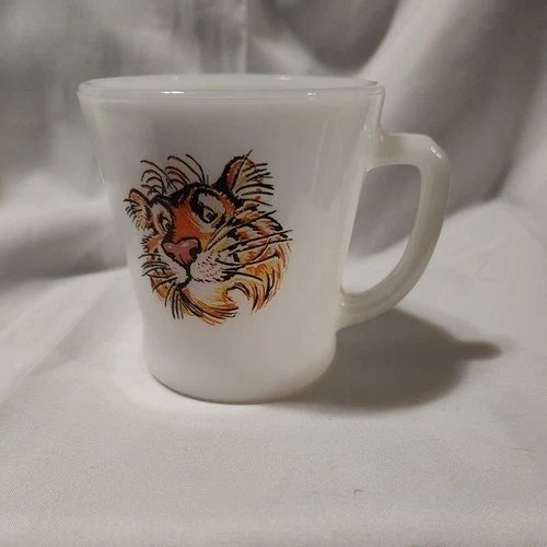 Vintage Milk Glass Coffee Mug Anchor Hocking Fire King Esso Tiger Exxon Promo