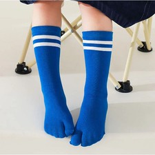 3 Pairs Children's Long Tabi Calf Socks Pure Cotton Striped Two Finger Sock Kid
