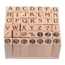 Reusable Wooden Alphabet Number Stamp Set with Symbols for Office Organization