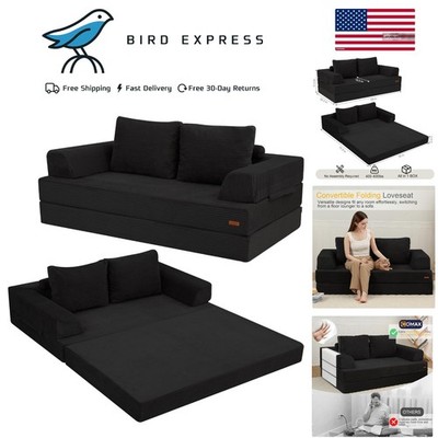 Boneless Couch Convertible futon sofa bed with pillows, corduroy, space-saving