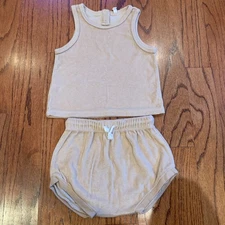 Quincy Mae Terry Tank & Short Cotton Set | Tan | Size 4-5 Years
