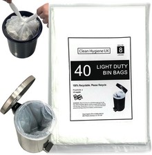 8L Bin Bags 40 Count Waste Bin Liners Small 8 Liter Trash Bags For Toilet Bedro