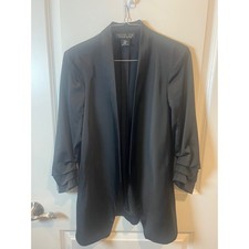 Rachel Zoe Womens Blazer Ruched 3/4 Sleeve Black XS