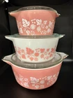 PYREX Pink Gooseberry Glass Casserole Set with Lids