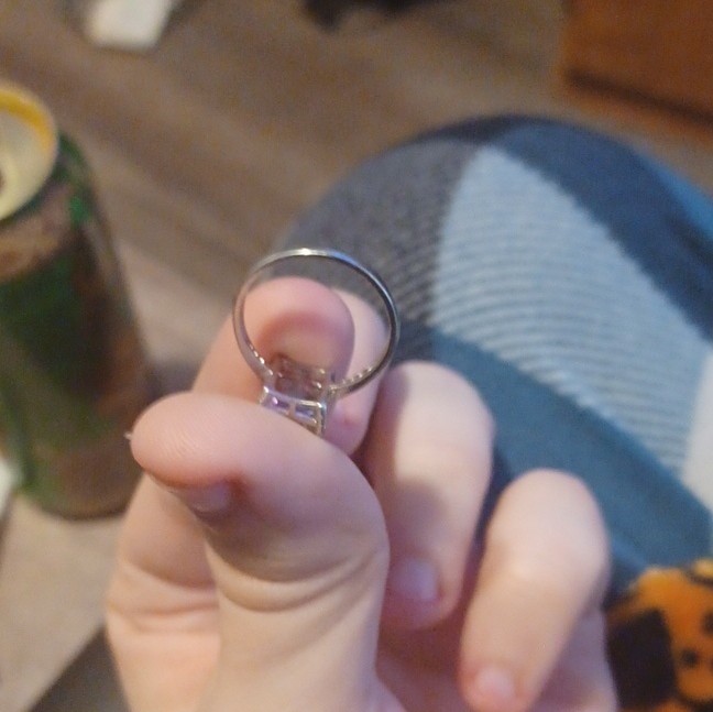 Silver Solitaire Ring Emerald Cut Gemstone Prong … - image 3