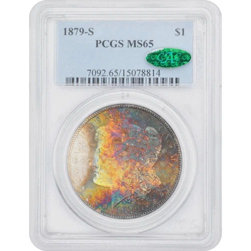 1879-S $1 Morgan Silver Dollar PCGS MS65 CAC - Fabulous Rainbow Toning