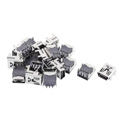 20 Stücke Mini USB Typ B Buchse Sockel 5Pin Recht Winkel DIP Stecker Connector
