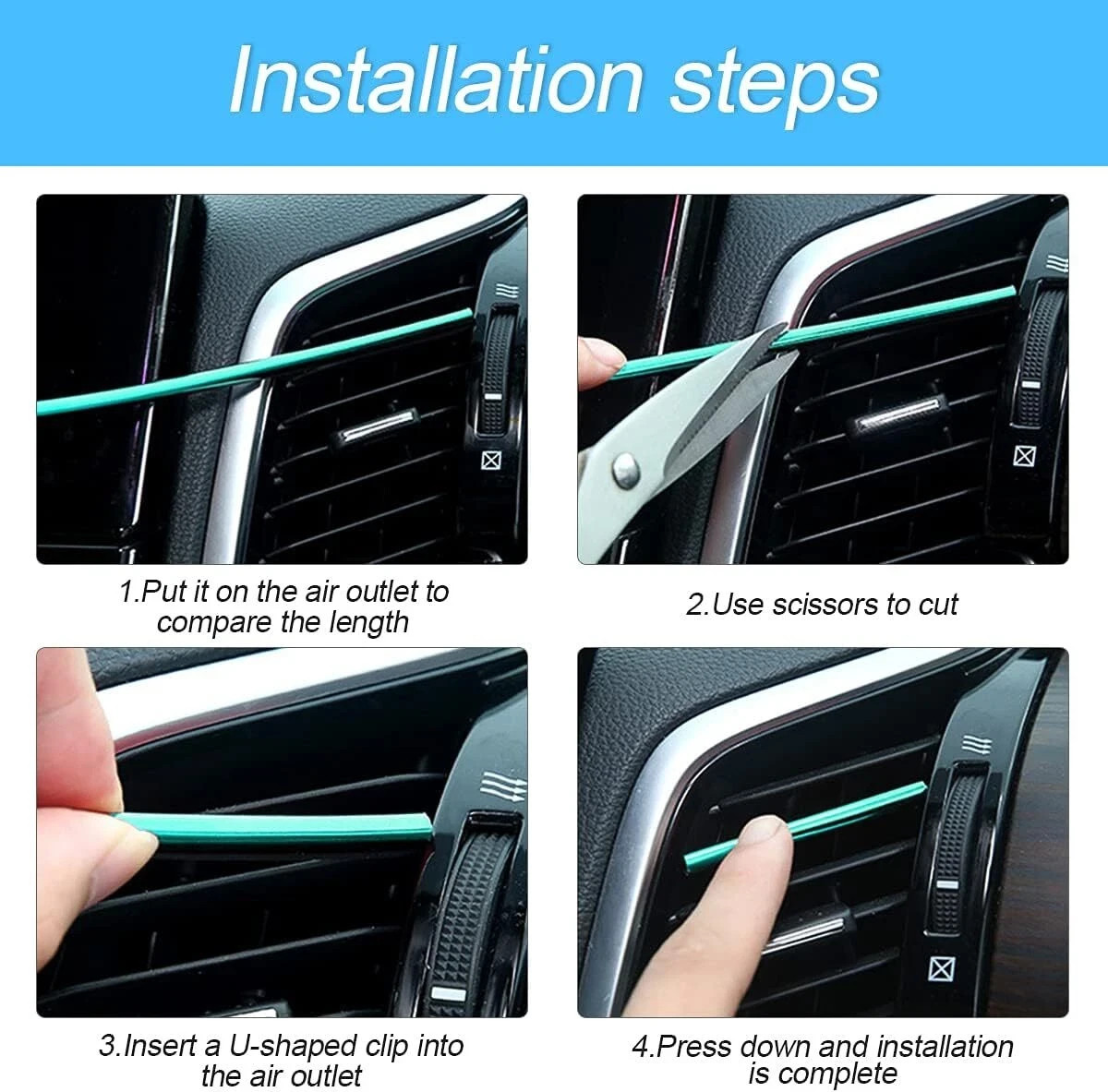 20 Pieces Car Air Conditioner Decoration Strip for Vent Outlet, Universal Red