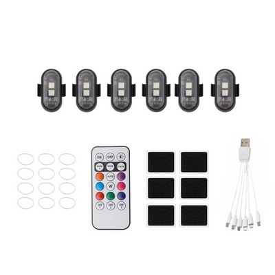 6Pcs Wireless LED Strobe Light RGB 8 Color Flashing Strobe Safety For UTV ATV