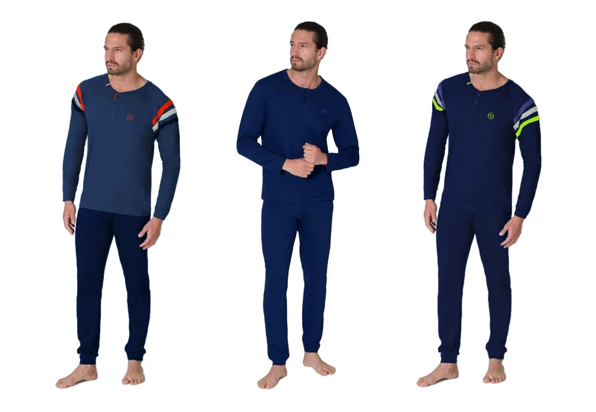 Henry Terre Pigiama Uomo Maniche Lunghe In Cotone, Modello Diamanti, Con Bottoni E Taschino - Disponibile In Blu, Azzurro, Navy E Grigio Chiaro, Taglie M-3XL - 3