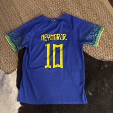 Neymar Jr Brazil Jersey 2022/23 Away 10 Men's Size M Nike World Cup Soccer Blue