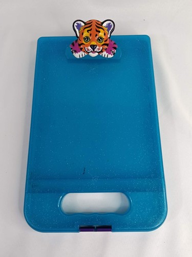 Vintage Lisa Frank Clipboard Storage Desk Colorful Tiger Blue Glitter 90s