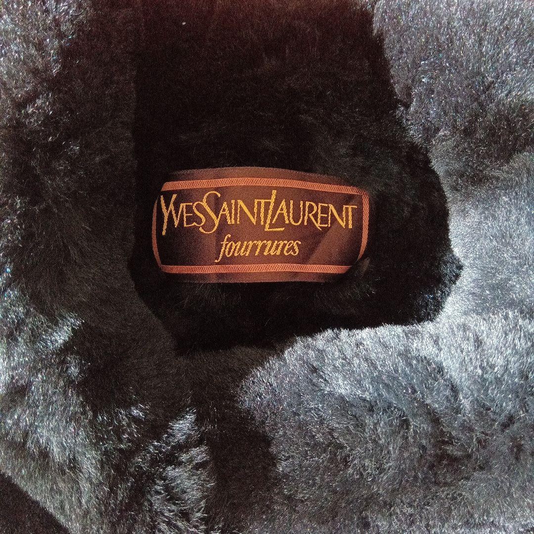 Yves Saint Laurent Long Quilted Coat Black Real Fur Trim Height 104cm Yuk84cm thumbnail 6