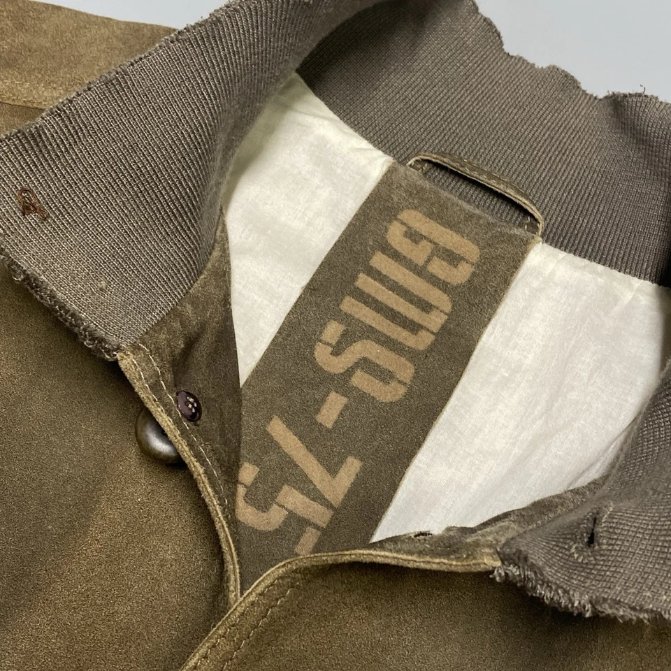 Gimos Men Brown Raw Edge Suede Casual Bomber Jacket Button Front Pockets - Image 3 of 4