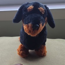 11" GANZ Webkinz Dachshund Plush Retired 2008 HM433 Black Brown Stuffed Animal