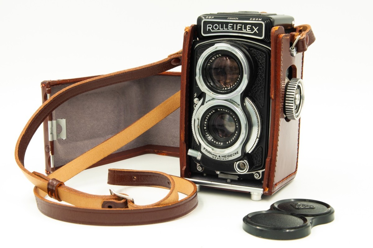 RARE BLACK 4x4 Baby Rolleiflex w/Leather Case, Strap, Manuals, EX