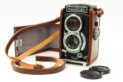RARE BLACK 4x4 Baby Rolleiflex w/Leather Case, Strap, Manuals, EX
