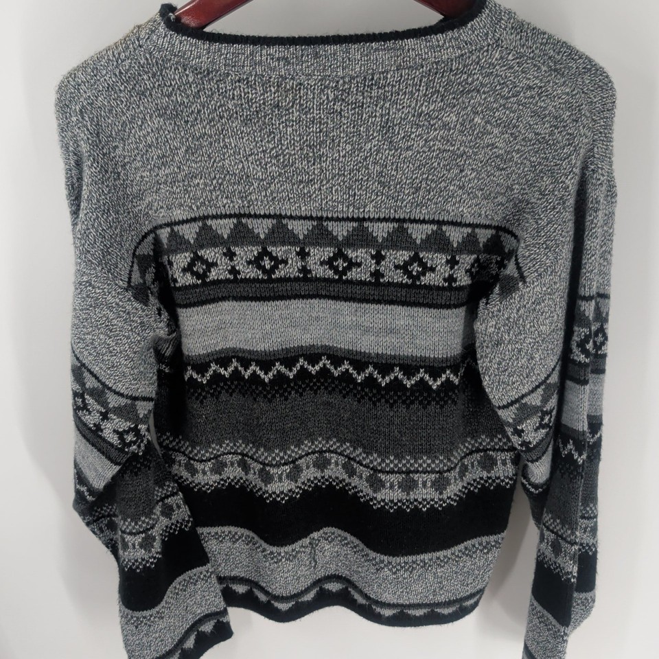 VTG Basic Editions Geometric Pure Acrylic USA Made Pullover Sweater ...
