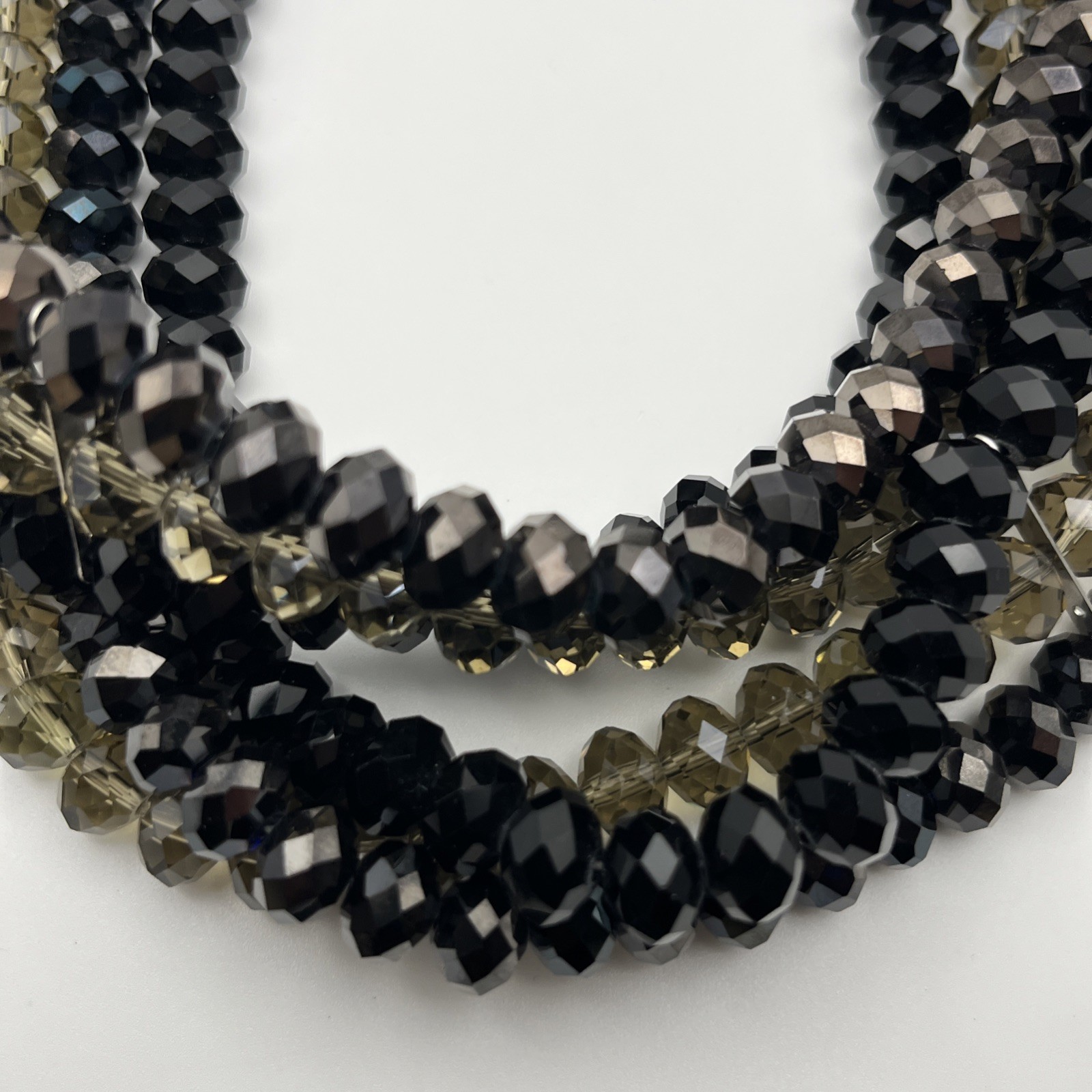Faceted Beaded Statement Necklace Multi Strand Bl… - image 2