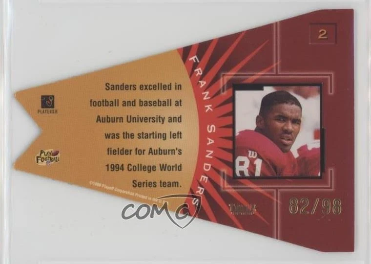 1998 Playoff Contenders Pennants Gold /98 Frank Sanders #2 - Image 2 of 2