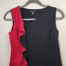 Y2K Black Red Ruffled Color Block Bodycon Sheath Shift Party Cocktail Holiday