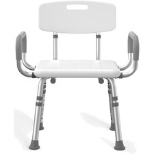 Duschstuhl Senioren Badewanne Duschhocker Höhenverstellbar Armlehnen Rückenle...