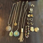 Vintage  Costume Jewelry Lot Of 13 Gold & Silver Tone MCM Necklaces Earrings