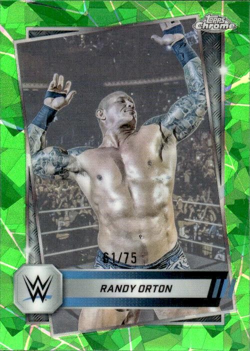 2025 Topps Chrome WWE #14 Randy Orton Neon Green Geometric Refractor #/75