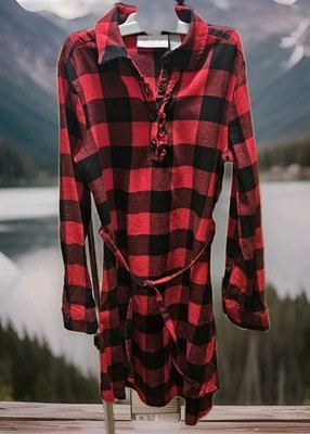 Children's Place Red Buffalo Plaid Shirt Dress Girls Size S/P 5-6