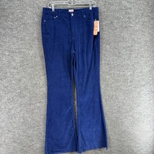 New GB Pants Girls 11 Blue Corduroy Chino High Rise Flat Front Pockets Flared