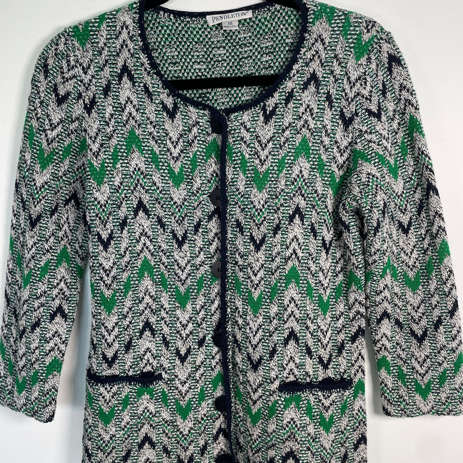 Pendleton Chevron Zigzag Knit Button-Front Cardig… - image 1