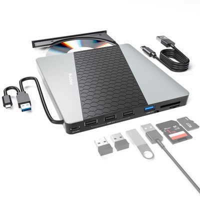External CD DVD Drive, USB 3.0 USB C Portable CD DVD +/-RW Burner DVD Player ...