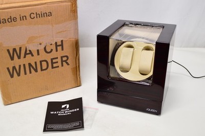 JQueen Brown Wood Double Automatic Watch Winder