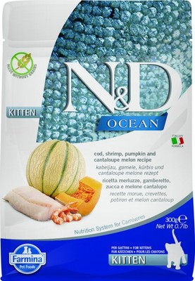 Farmina | N&D Ocean | 300g Packung - Kitten | Kabeljau, Garnelen, Kürbis und Can