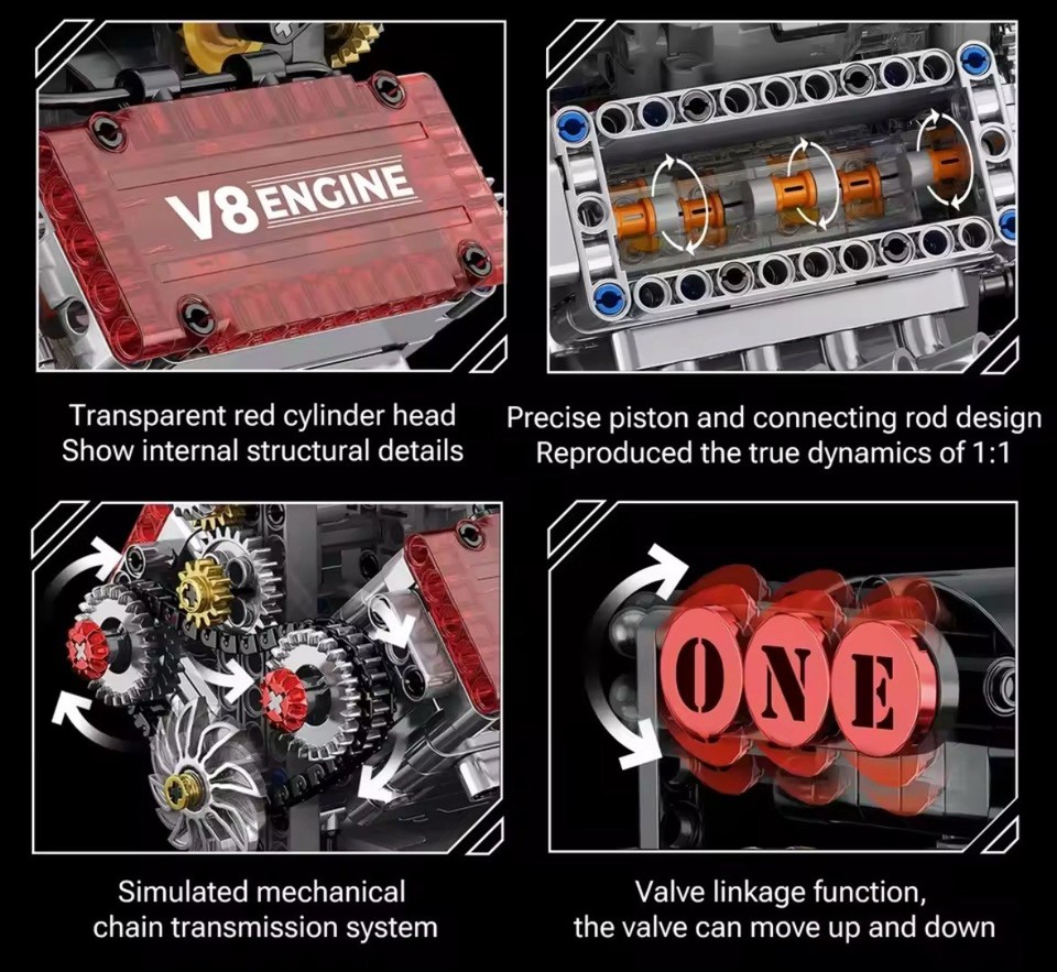 478pcs V8 Engine Technical Building Block Set | eBay UK