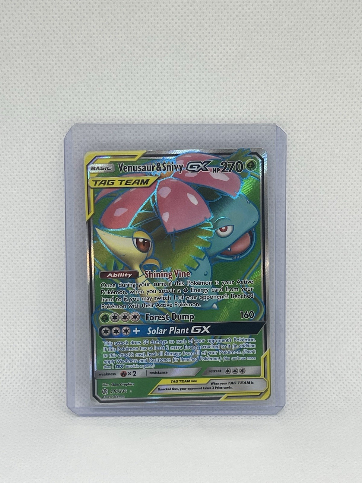 Pokemon Cosmic Eclipse Sun & Moon Full Art NM Venusaur & Snivy GX - 210/236