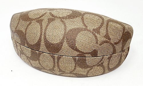 Coach Sunglasses Glasses Case Hard Clam Shell Tan Brown Signature Logo Monogram - Picture 3 of 13