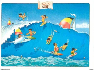 Carte Postale - Polynésie Française - Papeete - Tahiti surf - Art illustration - - Photo 1/2