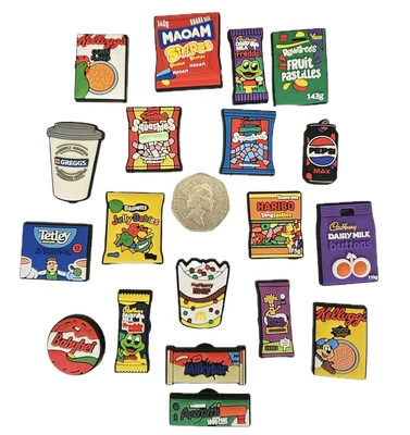 MIXED Fits Croc Charms Shoe Clog Food Favourites Sweets Charm Gift UK Seller