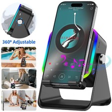 Wireless Induction Speaker, 5 in 1 Bluetooth Speaker Phone Stand with RGB Light