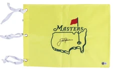 Jack Nicklaus Authentic Signed Undated Yellow Masters Pin Flag BAS LOA